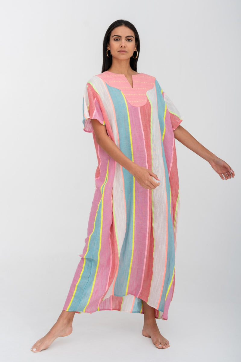 Contrast Bib Collar Kaftan– pītusa